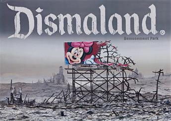BANKSY (DATES UNKNOWN) & JEFF GILLETTE (1959- ).  [SAVE OR DELETE] & [DISMALAND]. Two posters. Each approximately 16½x23¼ inches, 42x59